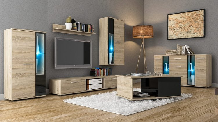 Tanie meble do salonu dąb sonoma KUBA