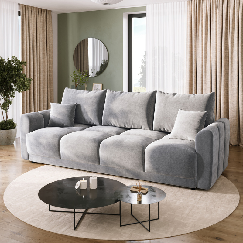 Szara sofa rozkładana do salonu NUBES