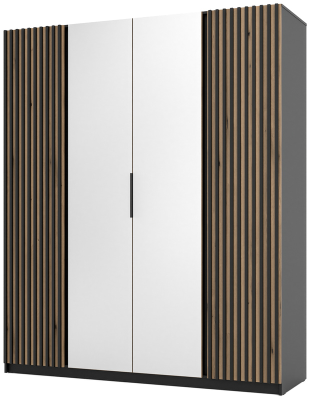 Loftowa szafa z lustrem i lamelami do sypialni 200 cm KARAT