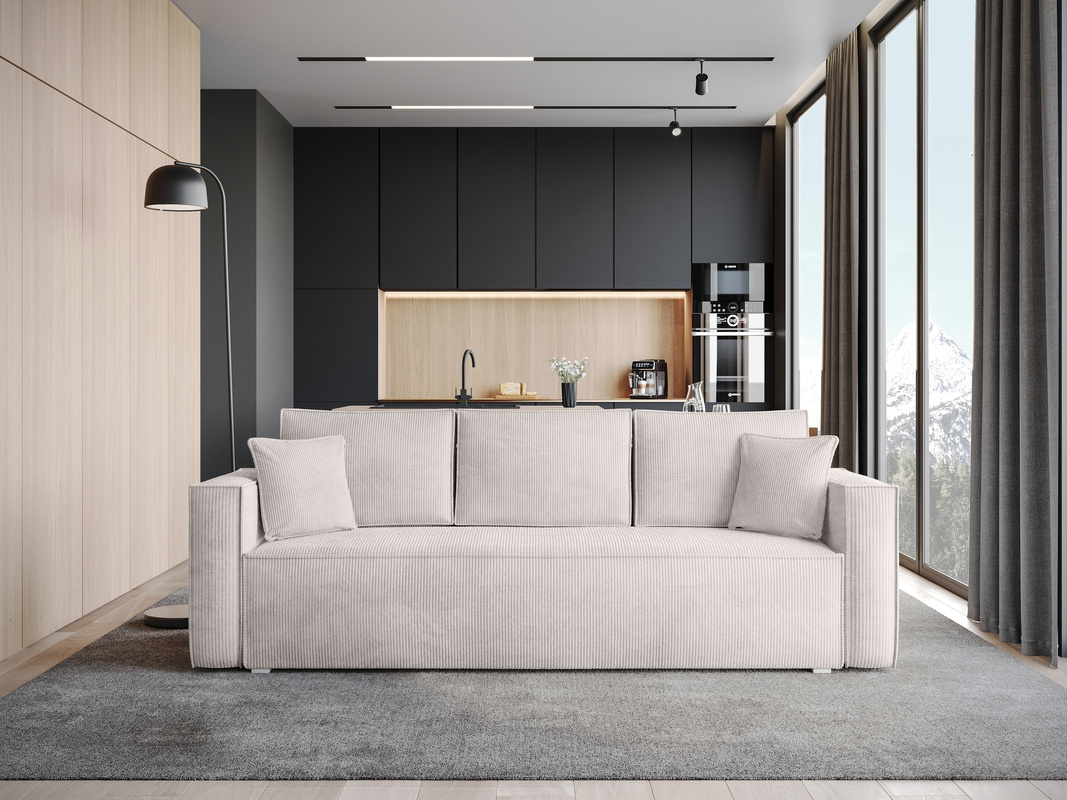 Sofa rozkładana z funkcją spania TOP brudna biel sztruks