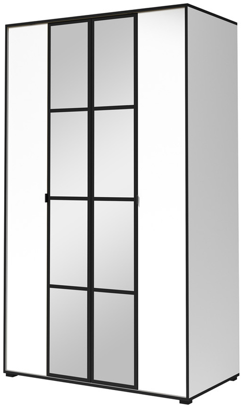 Biała szafa z lustrem i półkami 120 cm drążek OLAS