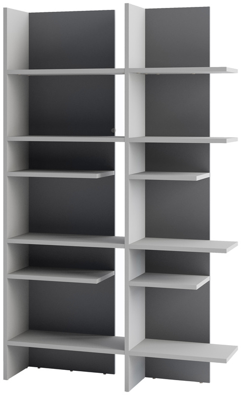 Nowoczesny otwarty regał na książki z półkami 120 cm wysoki FITT