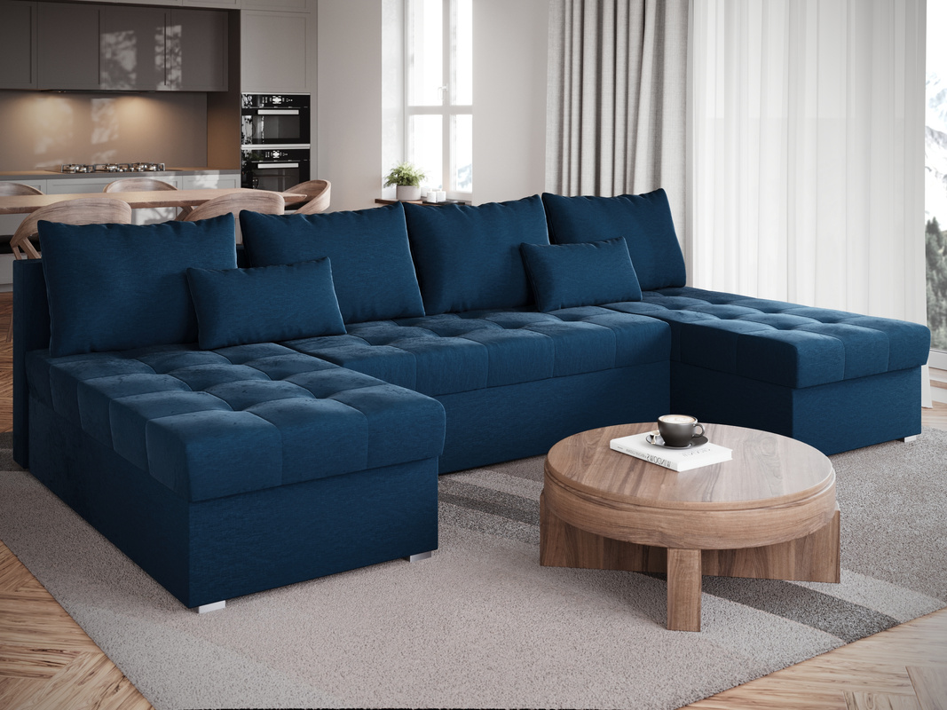 Nowoczesny narożnik z funkcją spania HOT U SLIM do salonu rozkładany