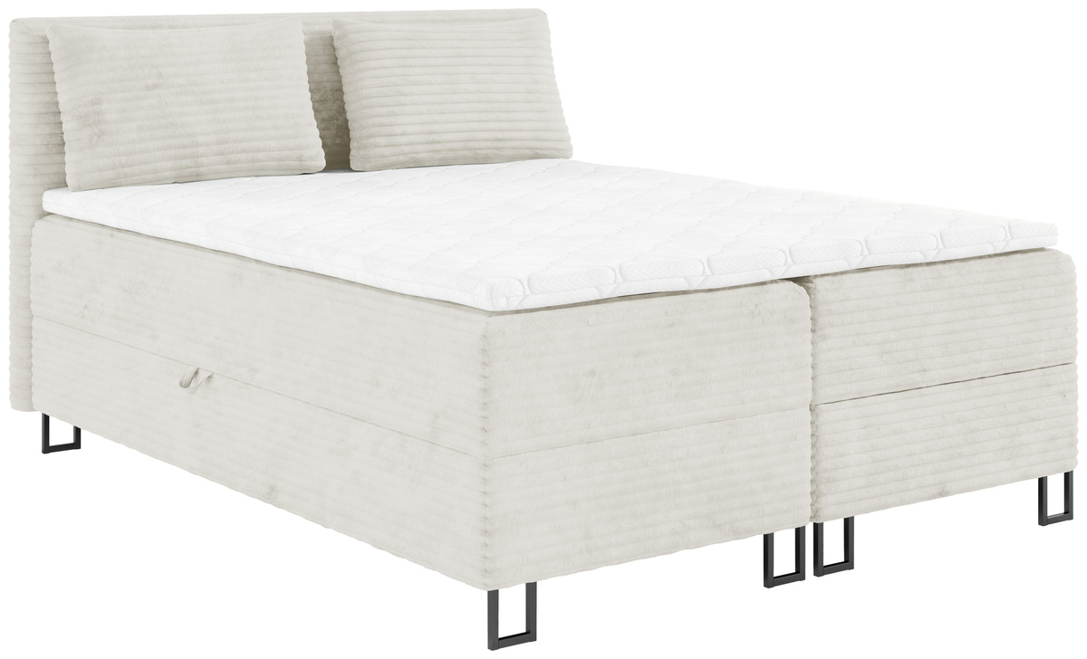 Tapicerowane łóżko kontynentalne beżowe do sypialni 140x200 cm TESSA