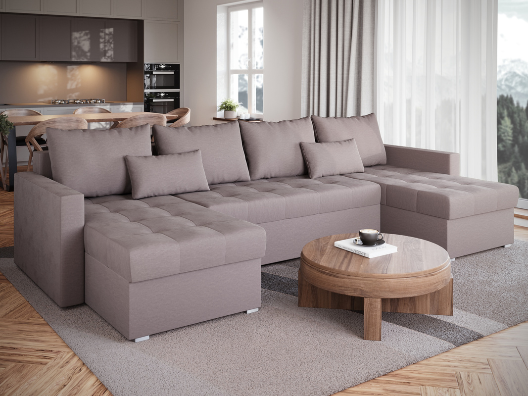 Duży narożnik pudrowy róż HOT U