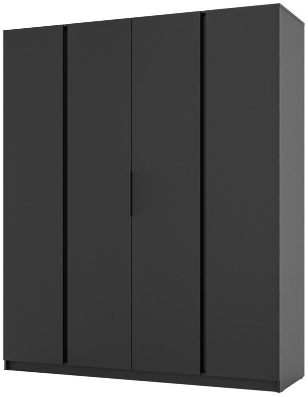 Nowoczesna czarna szafa czterodrzwiowa z półkami 200 cm KARAT