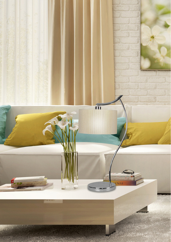 Kremowa lampka stołowa do salonu DRAGA metalowa E27 IP20