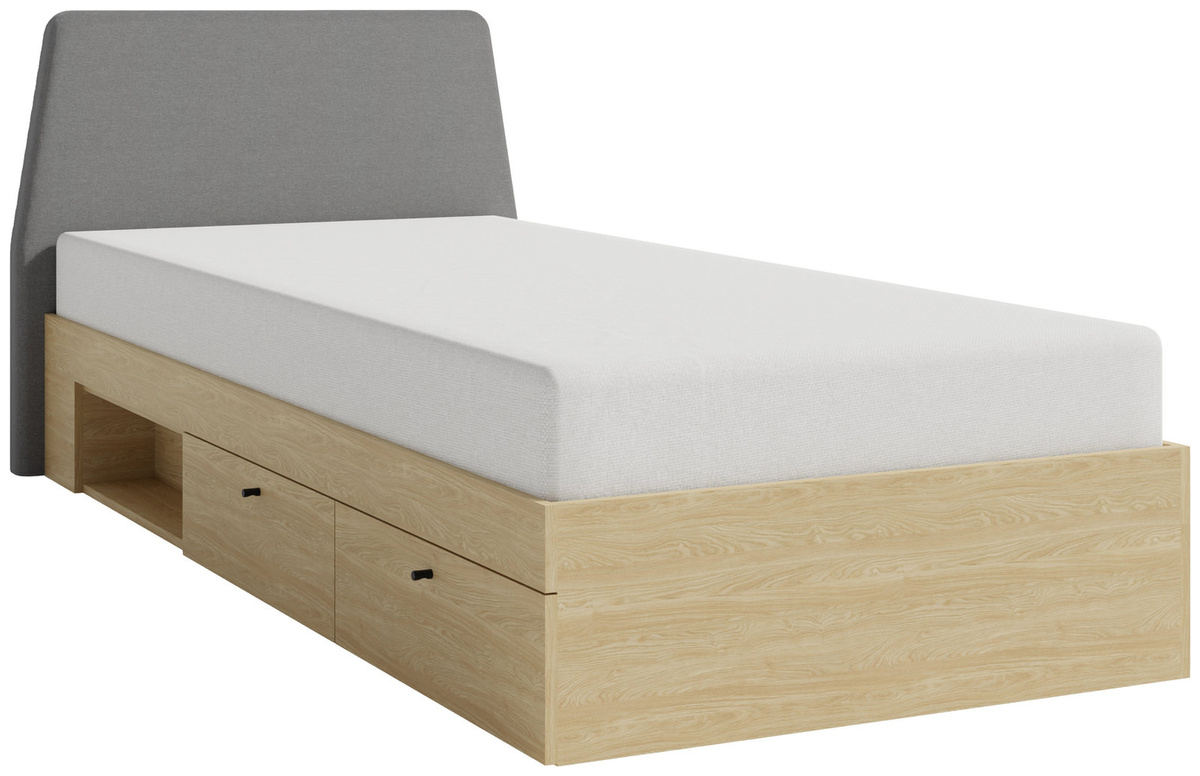 Młodzieżowe łóżko 90x200 cm jednoosobowe z szufladami ALDENO