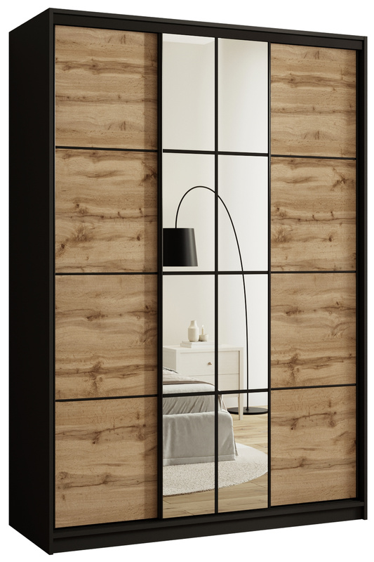 Loftowa szafa przesuwna z lustrem 150 cm do sypialni EDGE