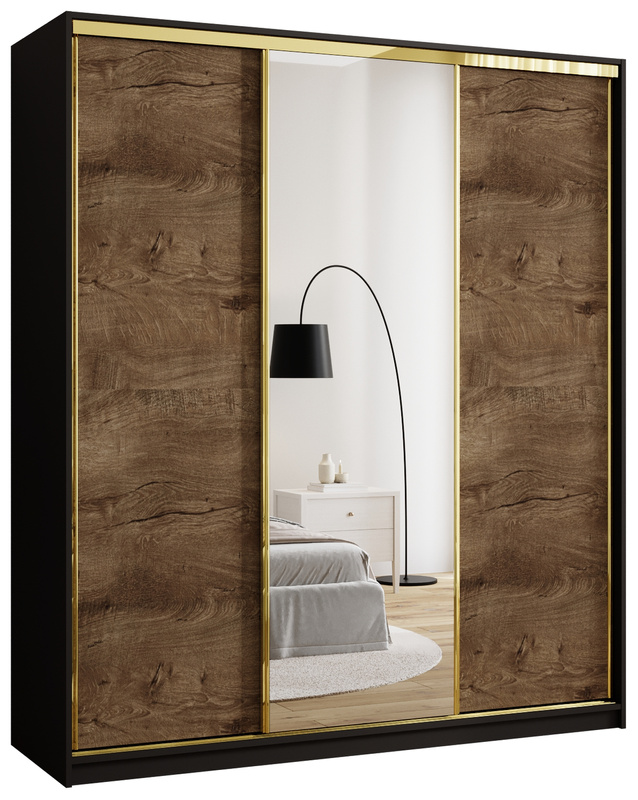 Nowoczesna szafa z lustrem do przedpokoju 180 cm GOLD NEW