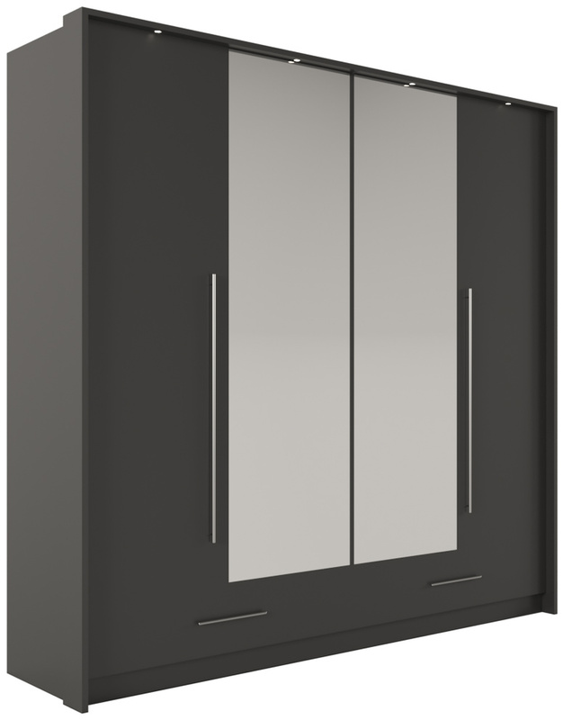 Grafitowa nowoczesna szafa z lustrem i szufladami 209 cm TALOR