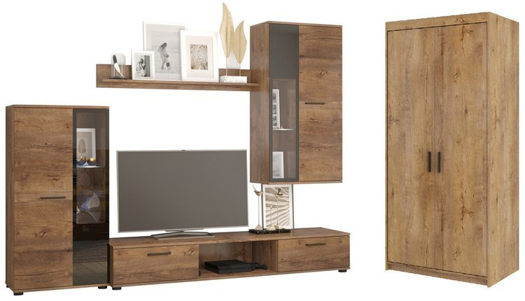 Meblościanka z szafą uchylną dąb lefkas KUBA