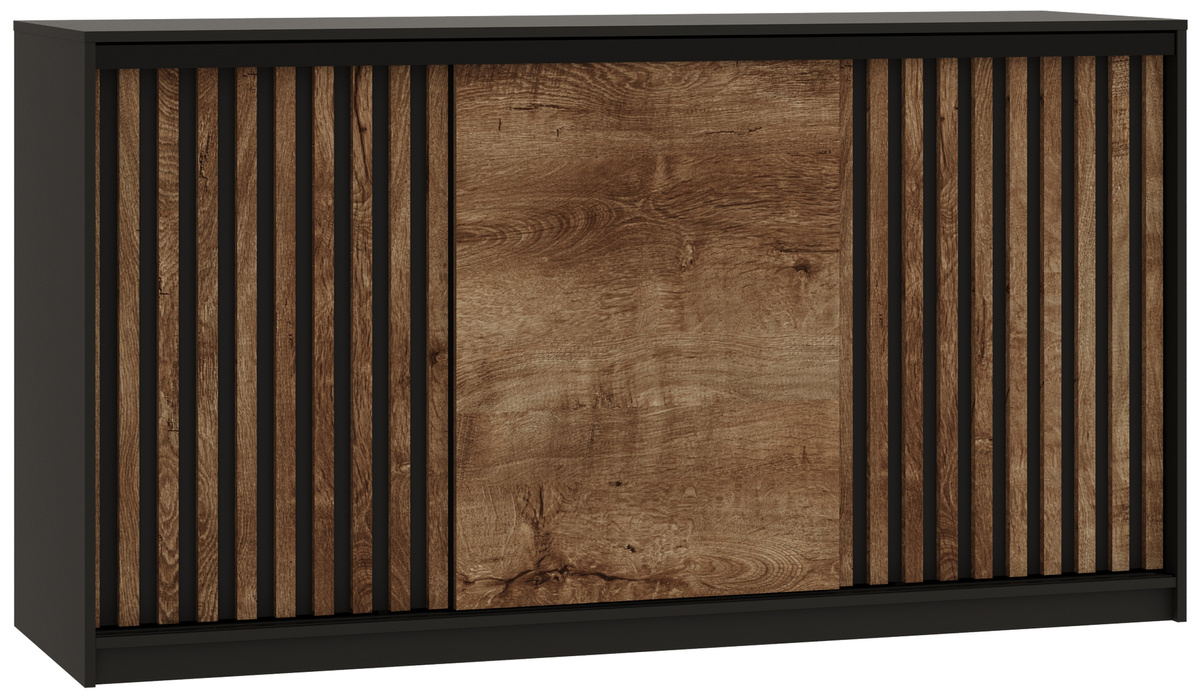 Loftowa komoda z lamelami i drążkiem do sypialni 180 cm LOFT