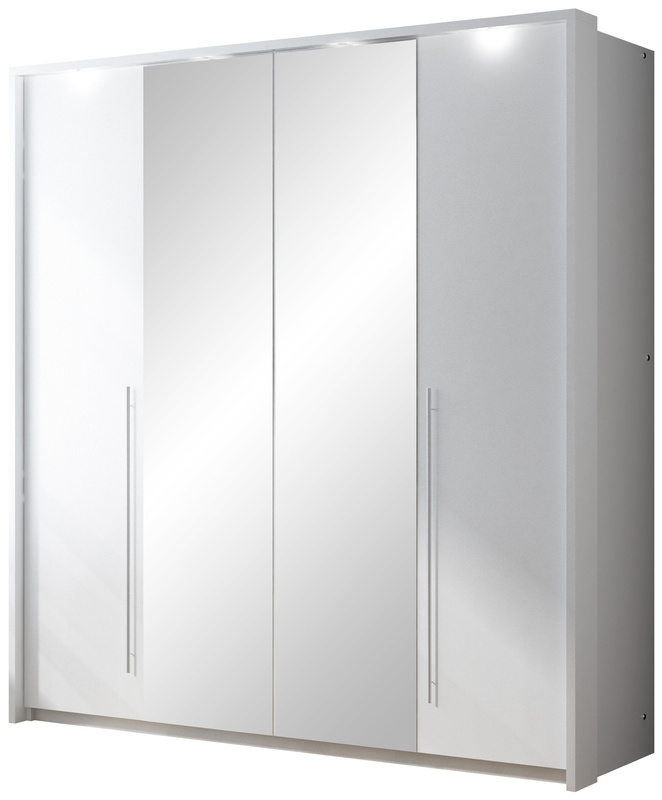 Nowoczesna biała szafa z lustrem 210 cm do sypialni BRAND