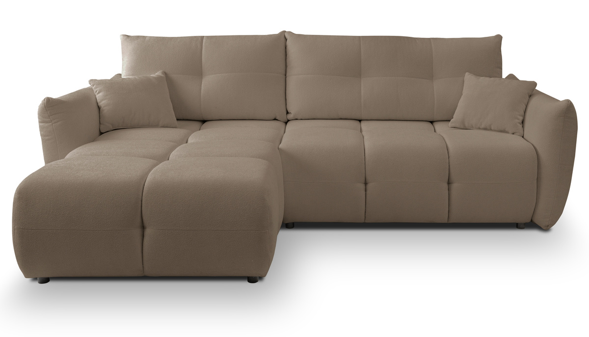 Brązowy narożnik rozkładany do salonu z pojemnikiem BERGAMO