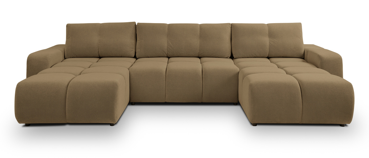 Brązowy narożnik w kształcie litery U do salonu duży SAVINO