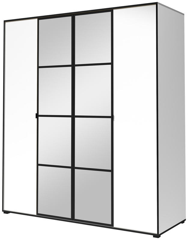 Biała nowoczesna szafa z lustrem 180 cm drążek półki OLAS