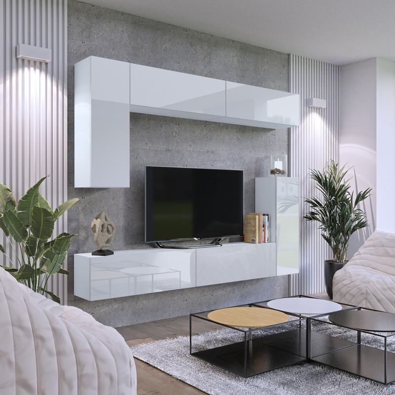 Nowoczesne meble do salonu biały połysk PREMIUM