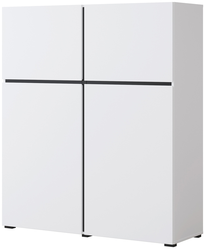 Biała wysoka komoda nowoczesna z półkami 120 cm CROSS