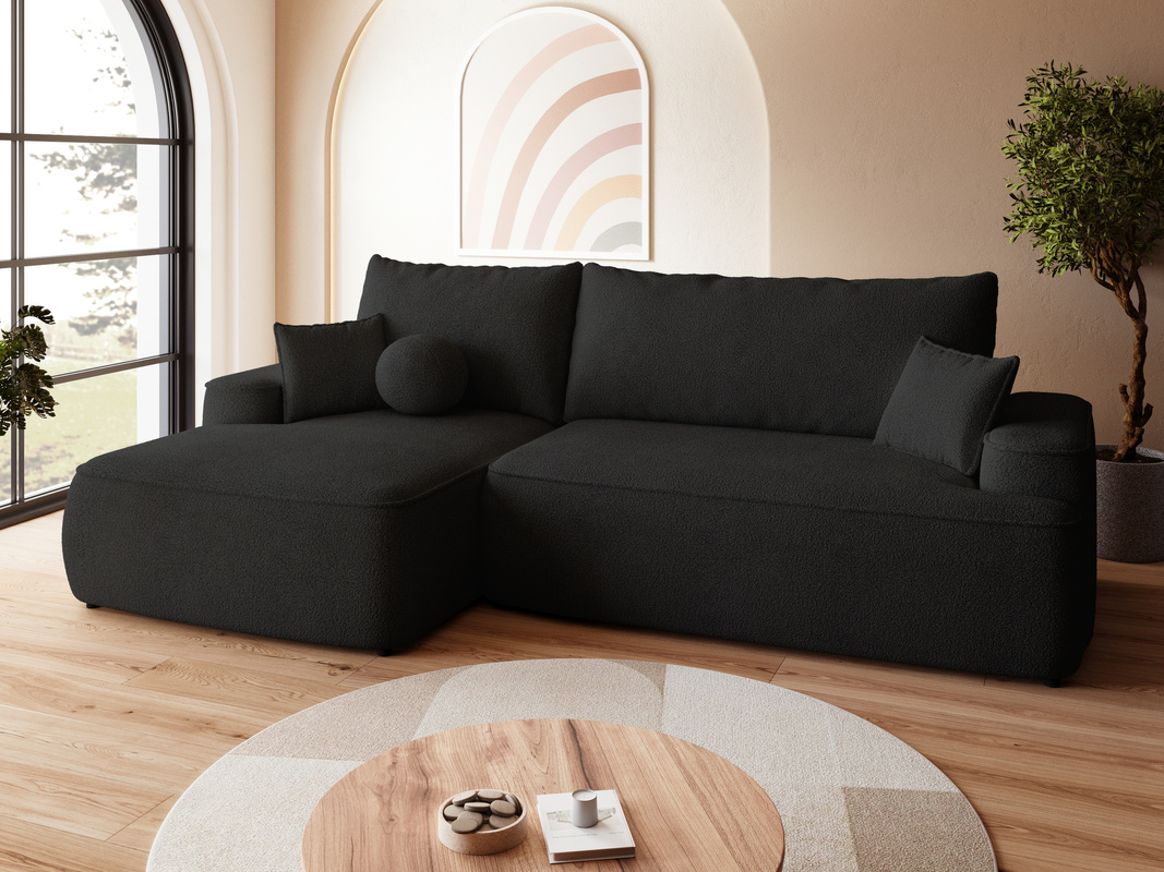 Czarna rogówka z funkcją spania i pojemnikiem CARMELLO boucle