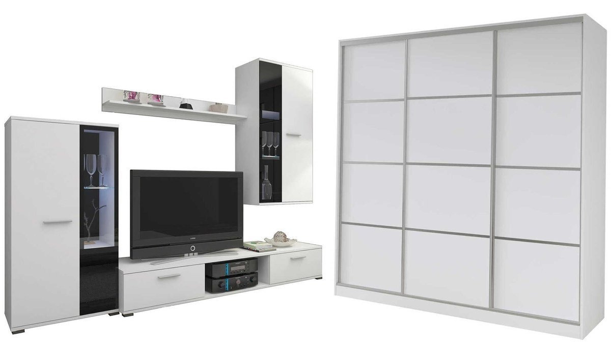 Meblościanka z szafą TOP 180 biały mat