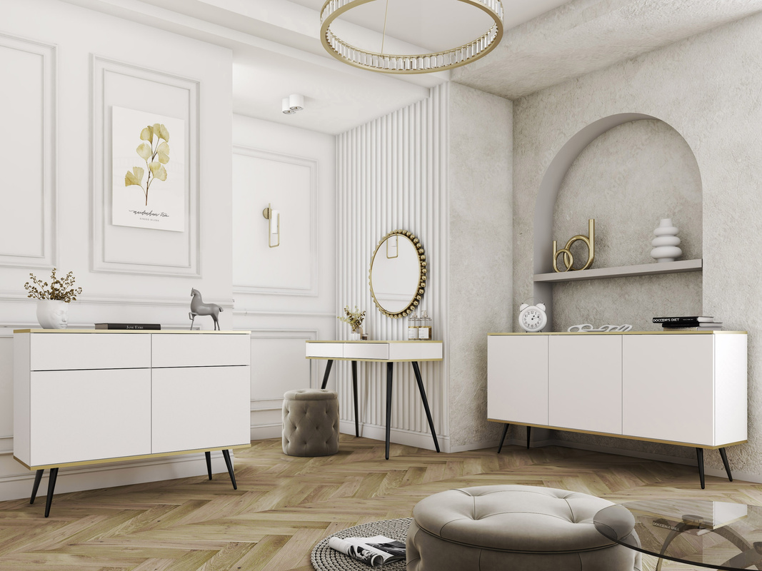 Nowoczesne białe meble do salonu z toaletką ORVIETO