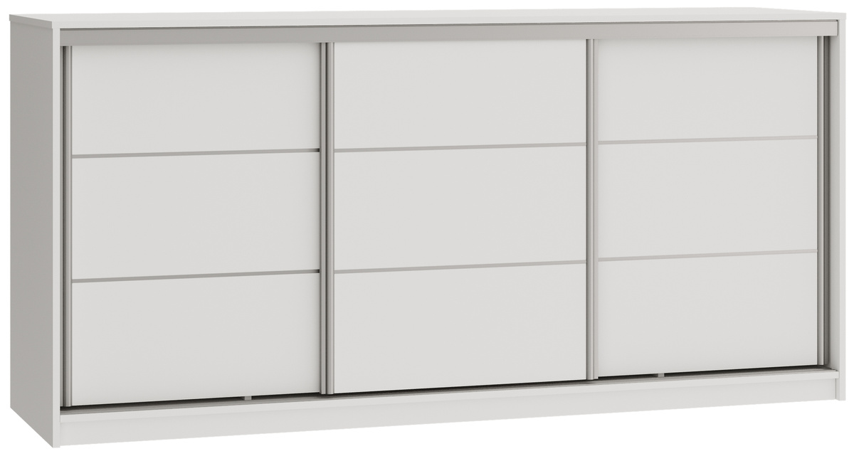 Biała komoda przesuwna z drążkiem i szufladami 200 cm TOP