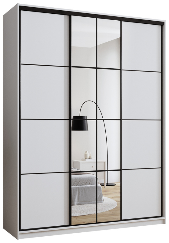 Biała pojemna szafa przesuwna 180 cm z drążkami EDGE MAX