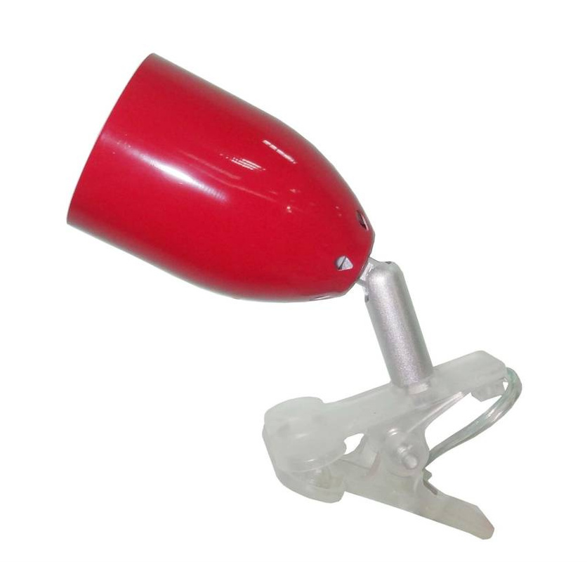 Czerwona lampa stołowa z klipsem LED na biurko TOP plastik metal