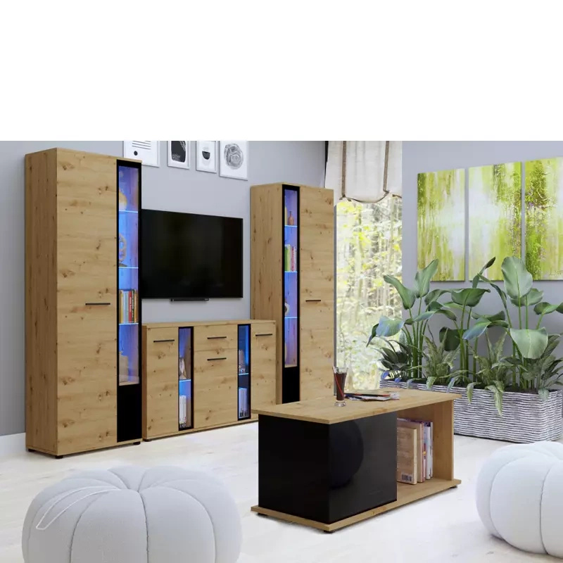 Meblościanka do salonu dąb artisan CUBE XL