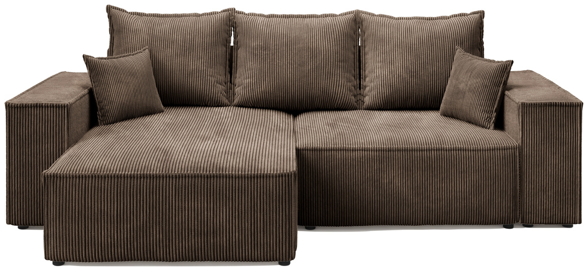 Sztruksowy narożnik z funkcją spania i pojemnikiem do salonu ELDON