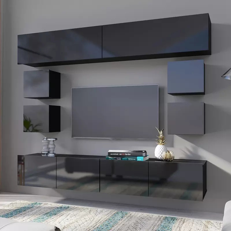 Nowoczesne meble do salonu czarny połysk MODERN 16