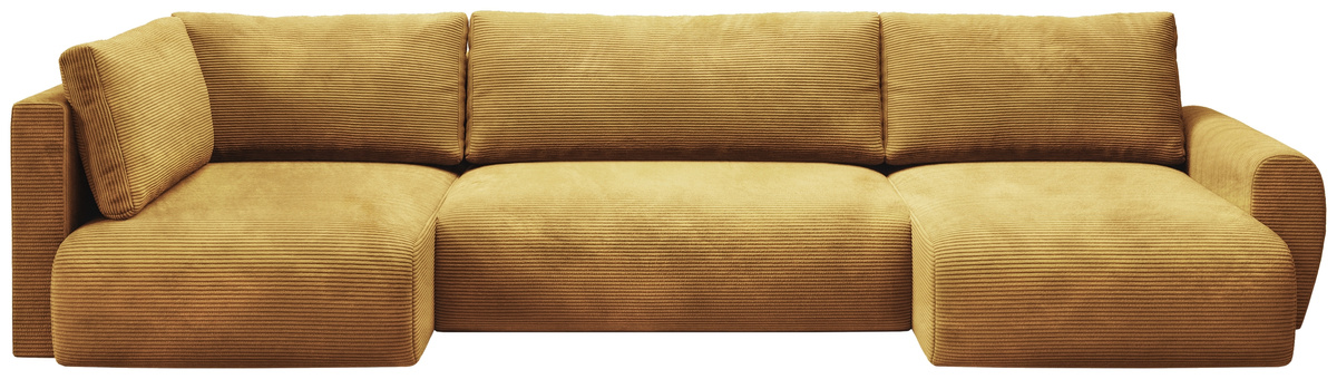 Duży narożnik U do salonu nowoczesny z funkcją spania sztruksowy PATI MAXI