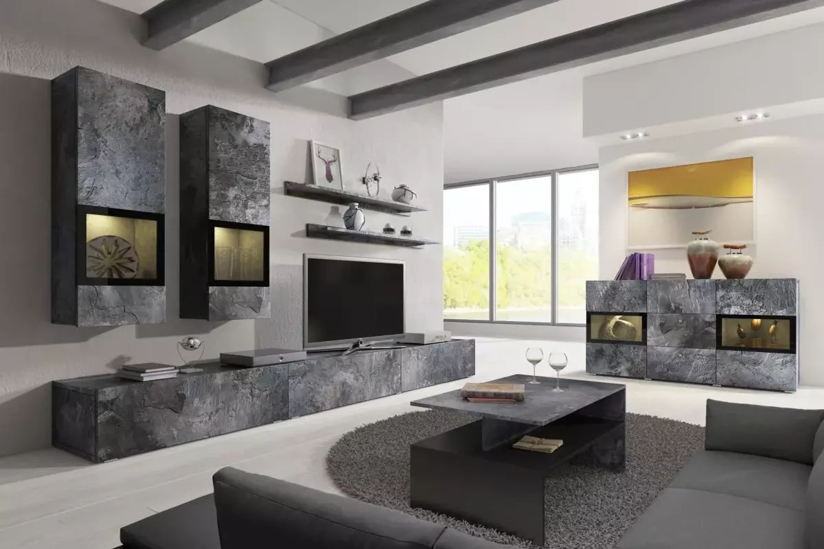 Meble do salonu zestaw BARRET beton ciemny