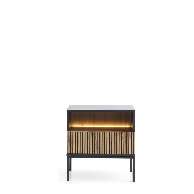 Szafka nocna z szufladą frezowane fronty LED SEWILLA