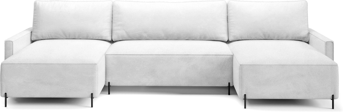 Duży biały narożnik na nóżkach boucle w kształcie litery U NORTON