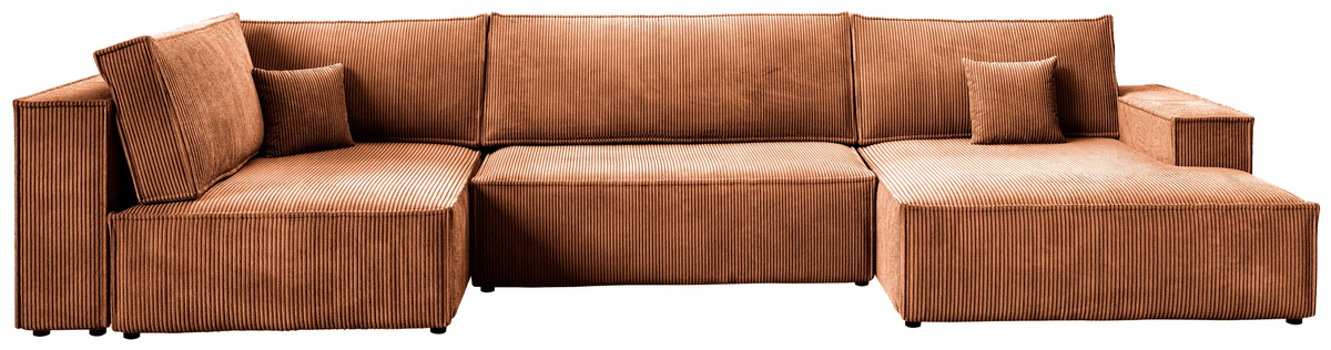 Pomarańczowy duży narożnik do salonu w kształcie U PABLO MAXI