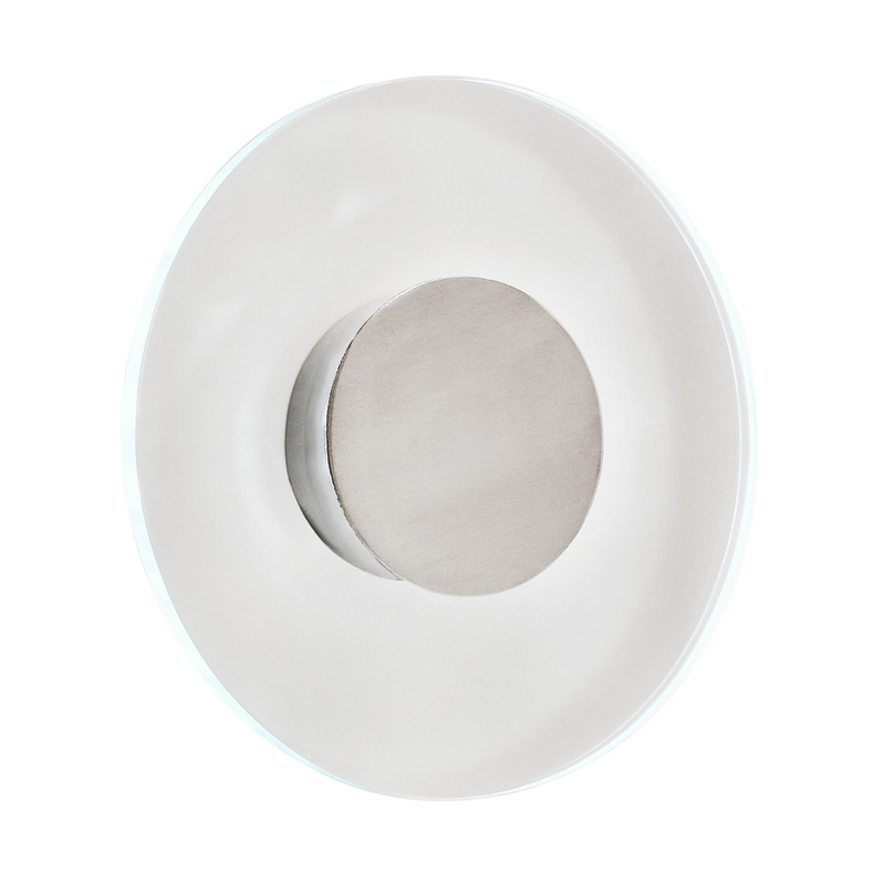 Srebrny kinkiet ścienny LED do salonu koło TOP metal szkło