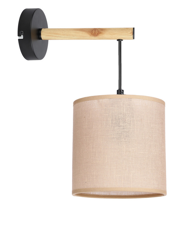Czarny kinkiet ścienny z abażurem beżowym do salonu COMBI 1xE27