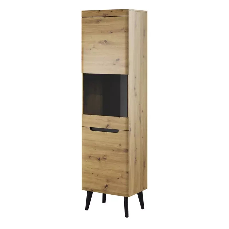 Wysoka witryna do salonu 53 cm dąb artisan RENI