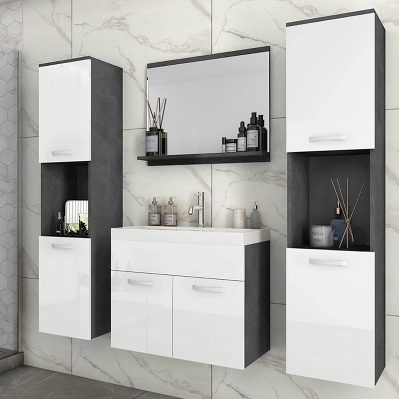 Białe wiszące meble do nowoczesnej łazienki REAL XL