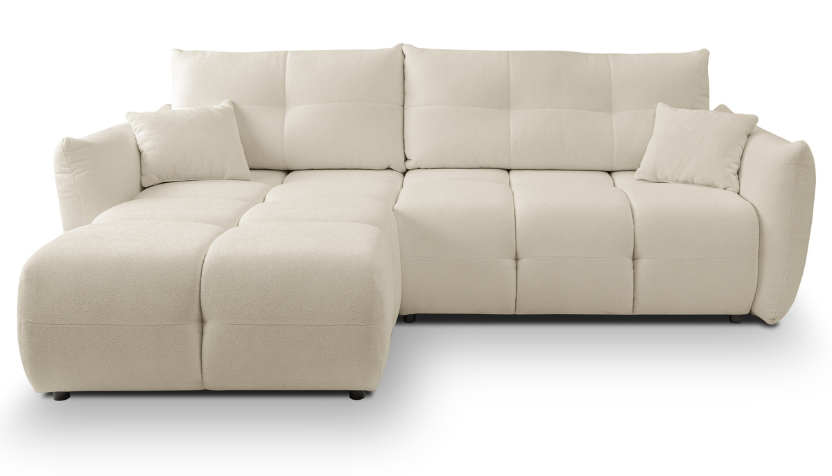 Nowoczesny narożnik z funkcją spania do salonu beżowy BERGAMO