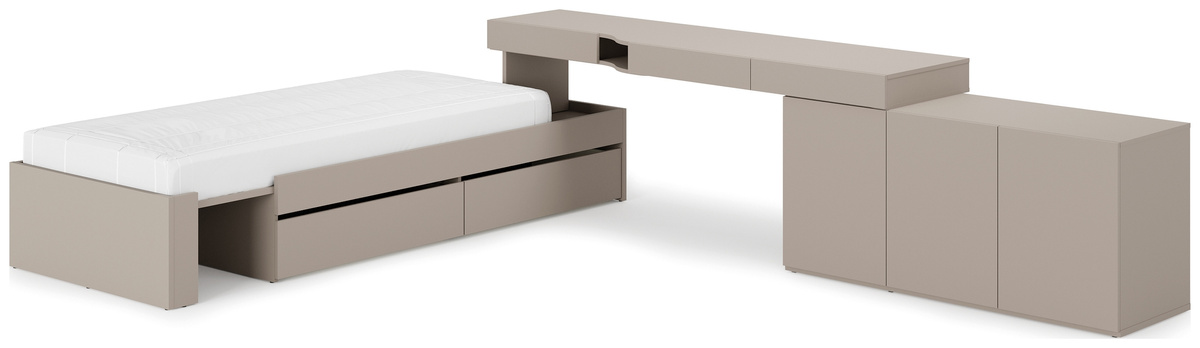 Zestaw mebli młodzieżowych WOOW biurko prawe komoda łóżko