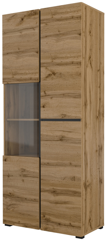 Duża witryna dwudrzwiowa do salonu 80 cm CROSS dąb wotan