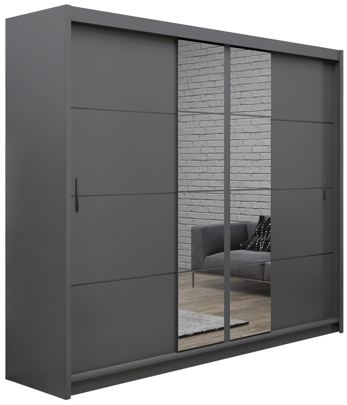 Duża trzydrzwiowa szafa z lustrem i szufladami 250 cm PIERO