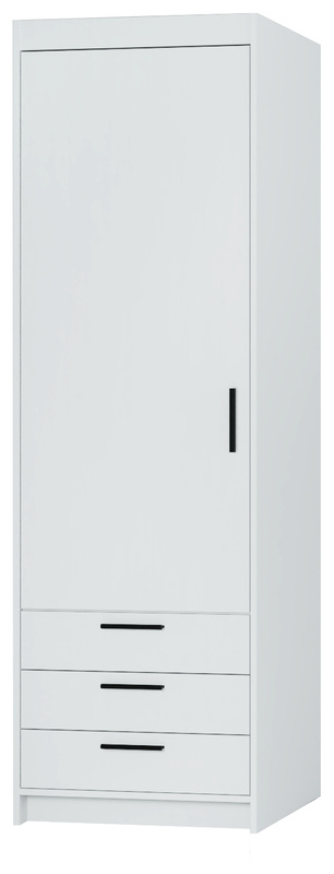 Nowoczesna biała szafa modułowa z półkami i szufladami 60 cm KUBA