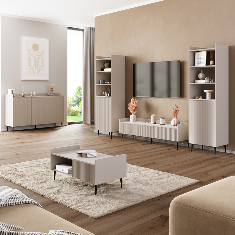 Nowoczesne meble do salonu w kolorze kaszmir ASPERO