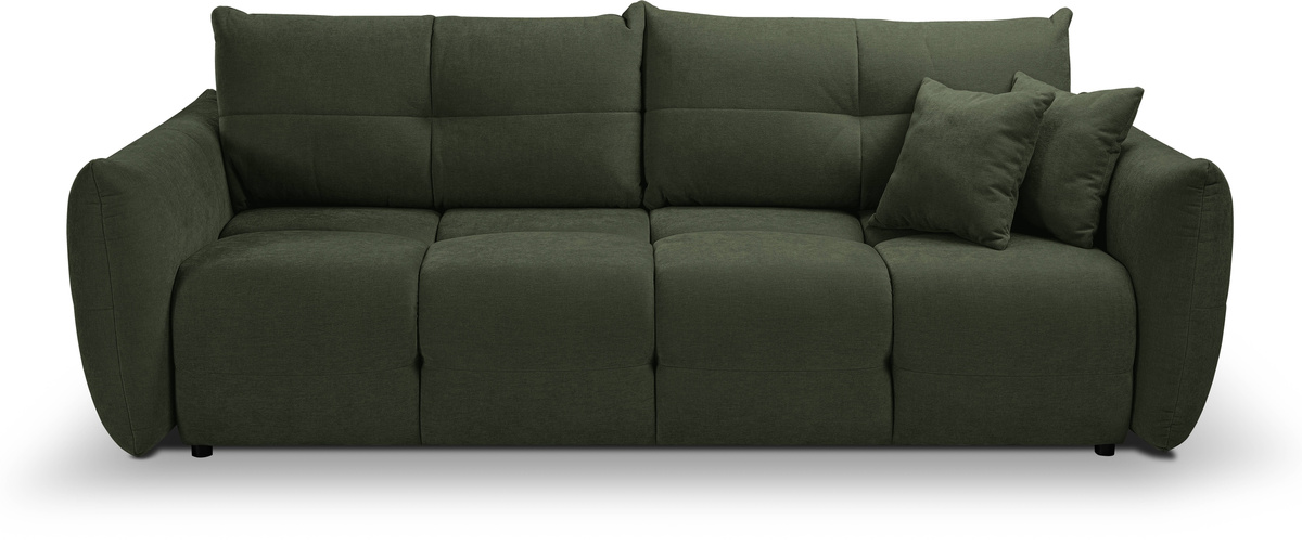 Nowoczesna sofa rozkładana z funkcją spania BERGAMO zielona