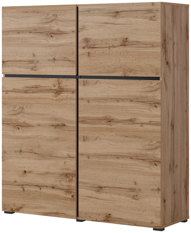 Nowoczesna komoda z półkami do salonu 120 cm CROSS dąb wotan