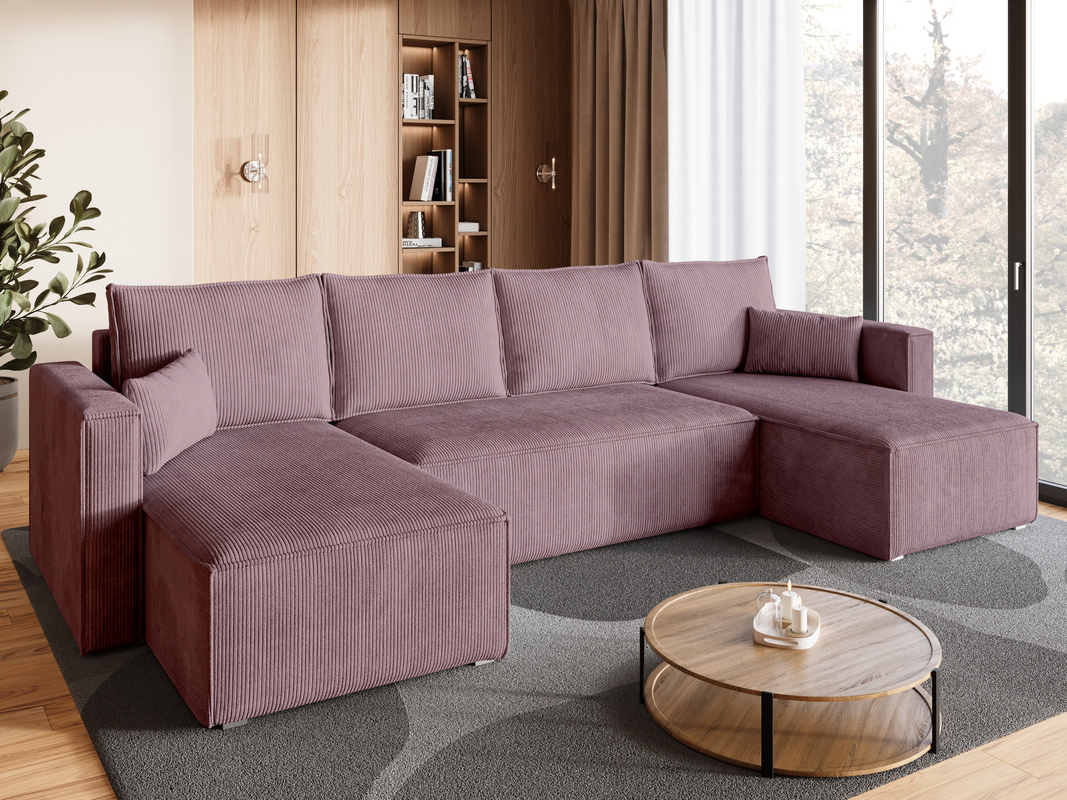 Nowoczesny narożnik z funkcją spania TOP U pojemnik na pościel